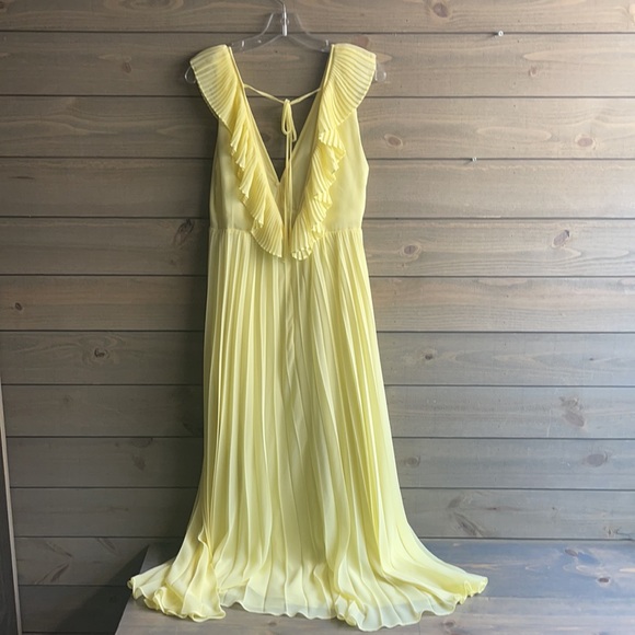 Zara | Dresses | Zara Lemon Yellow Pleated Maxi Dress Ruffle Small | Poshmark